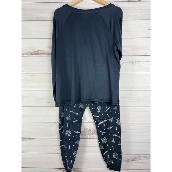 Juniors Womens Harry Potter Navy Blue Pajama Set Top and Bottoms Size L 12-14‎ - Picture 6 of 8